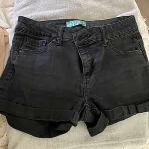 Black denim butt lift shorts